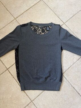 Gray Lace-Back Sweater